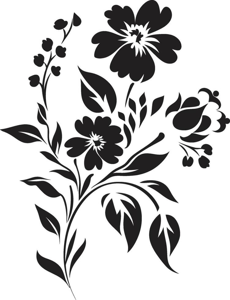 elegant bloemen fluistert monotoon vector iconisch ontwerpen wijnoogst geïnkt tuin werveling noir emblematisch kronieken