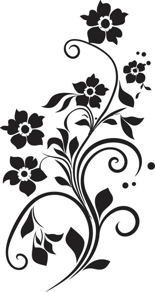 artistiek bloemen essence zwart vector logo icoon ingewikkeld noir bloesem hand- weergegeven vector embleem