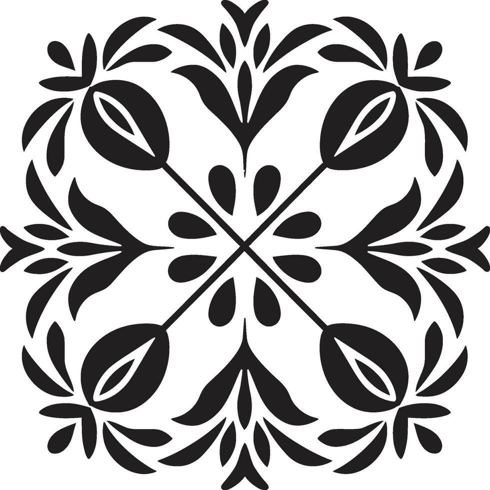 abstract bloemblad rangschikking zwart tegel embleem meetkundig bloesem vector bloemen patroon