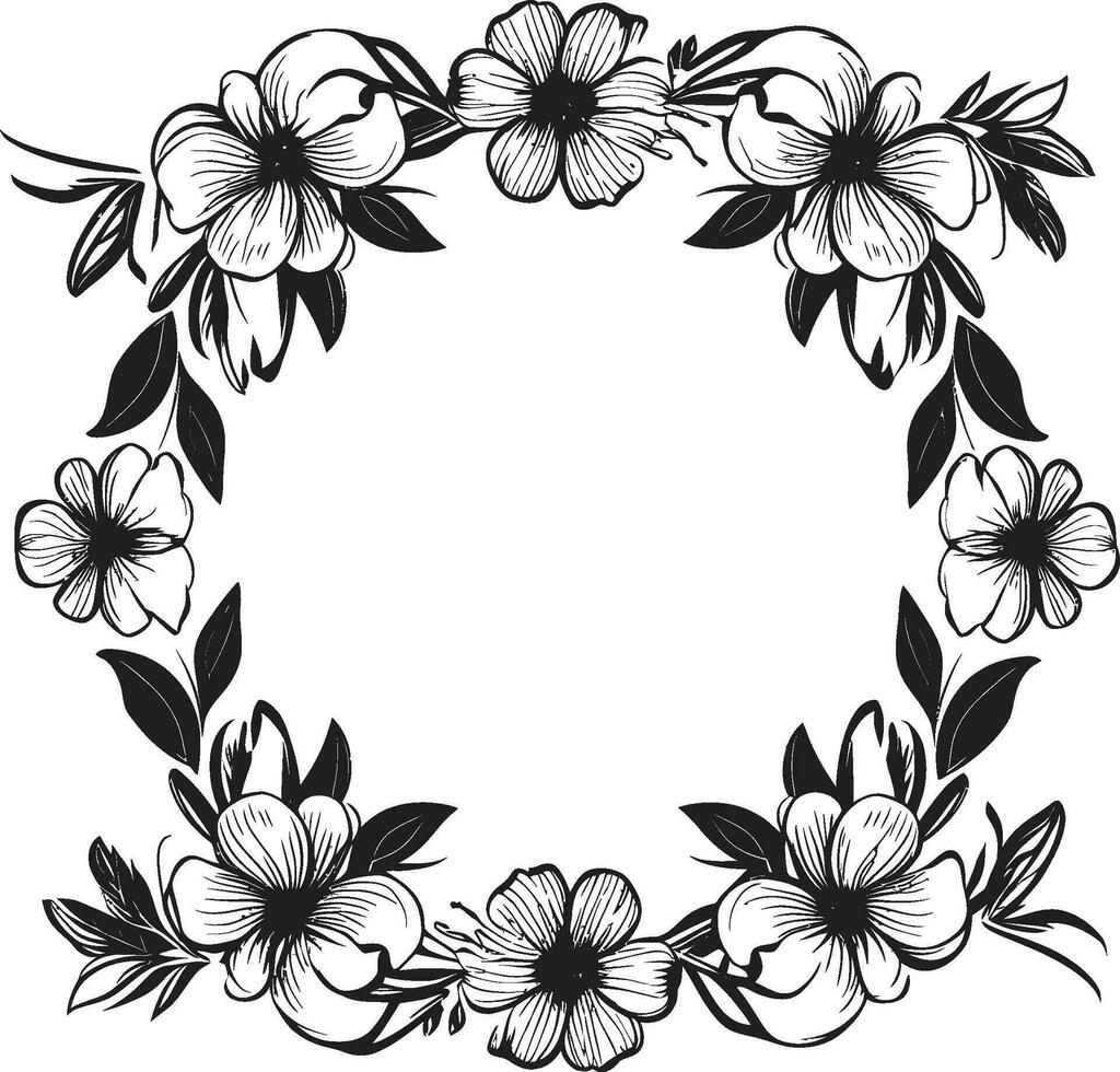 tijdloos bloesem grens decoratief zwart logo fluisteren bloeien insluiten zwart bloemen embleem vector