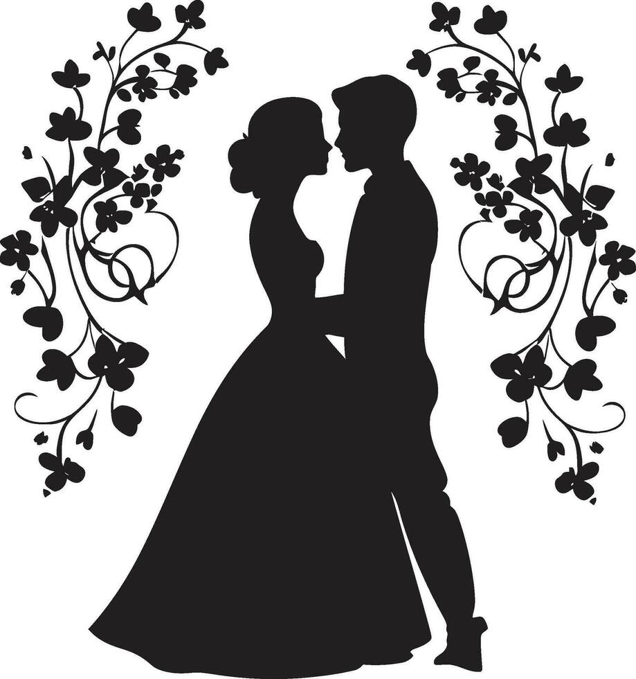 fluisterde belooft decoratief kader voor de pasgetrouwden gebeeldhouwd kalmte bruid en bruidegom herinnering kader vector