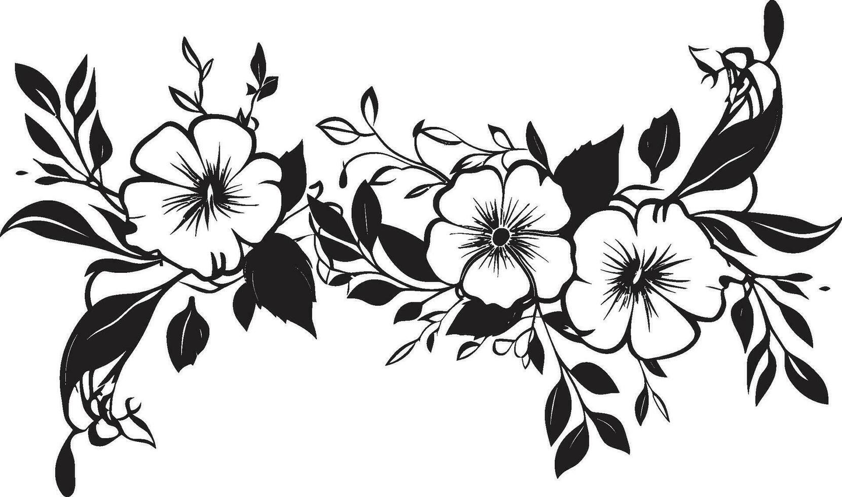 tijdloos bloemen kromme hand- getrokken vector symbool teder bloesem accent zwart ontwerp element icoon