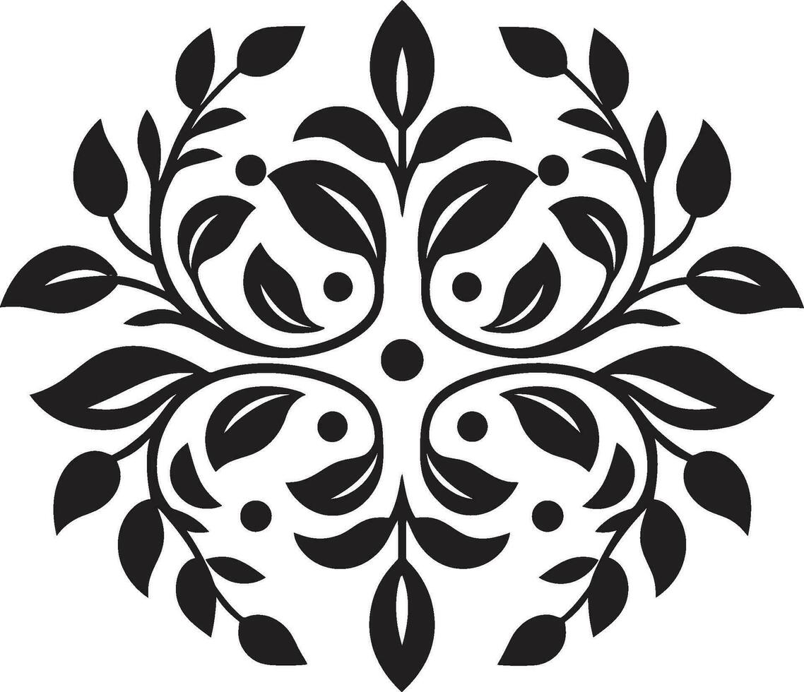 bloemen rooster symmetrie zwart tegel patroon gevectoriseerd bloei meetkundig bloemen icoon vector