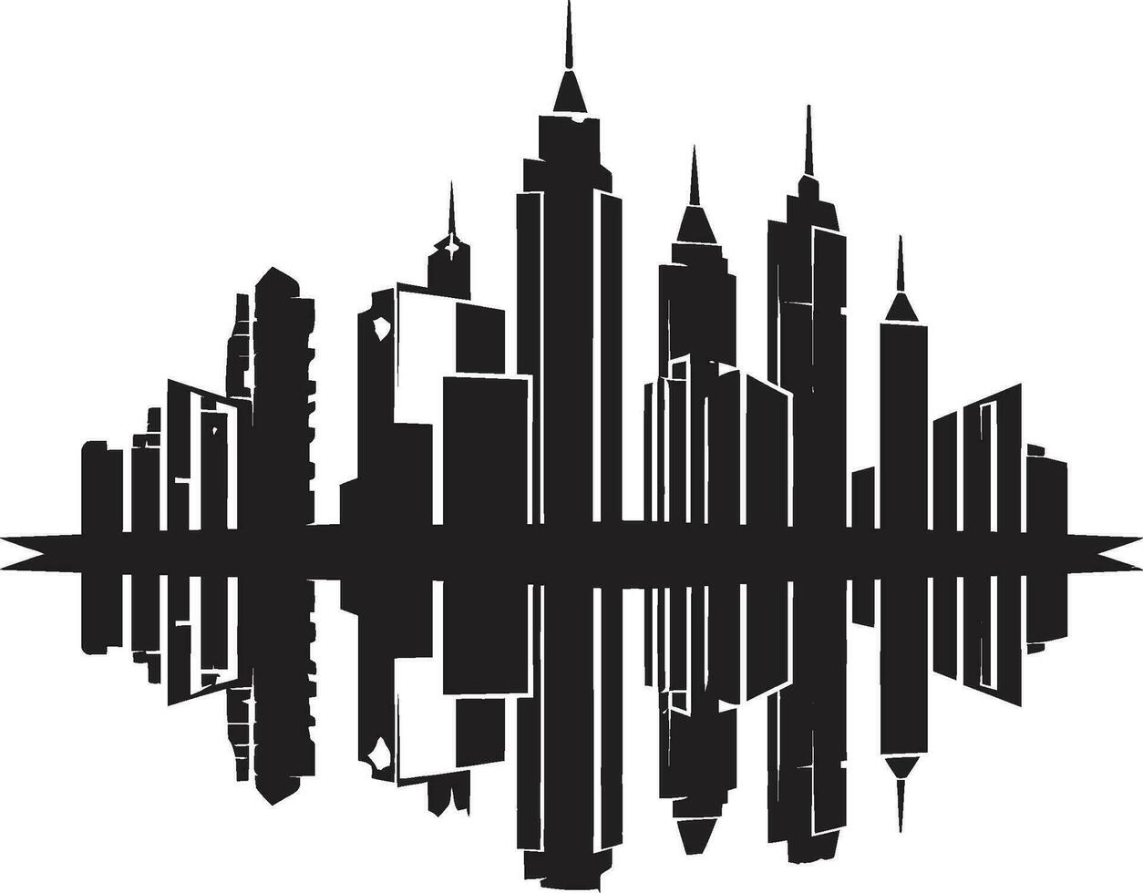 downtown wolkenkrabber silhouet meerdere verdiepingen gebouw in vector icoon stad uitzicht blauwdruk meerdere verdiepingen gebouw ontwerp in vector logo