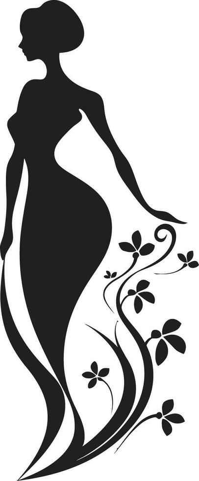 minimalistische bloeien fusie zwart vrouw ontwerp met bloemen geavanceerde bloemen elegantie handgemaakt vrouw in bloeien vector