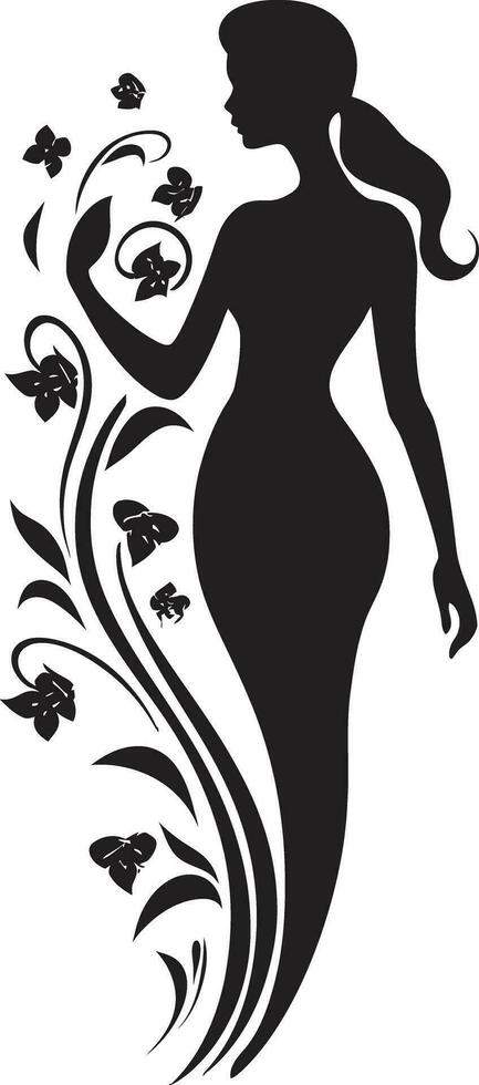 artistiek bloesem essence elegant vector gezicht minimalistische bloemen straling zwart vrouw icoon