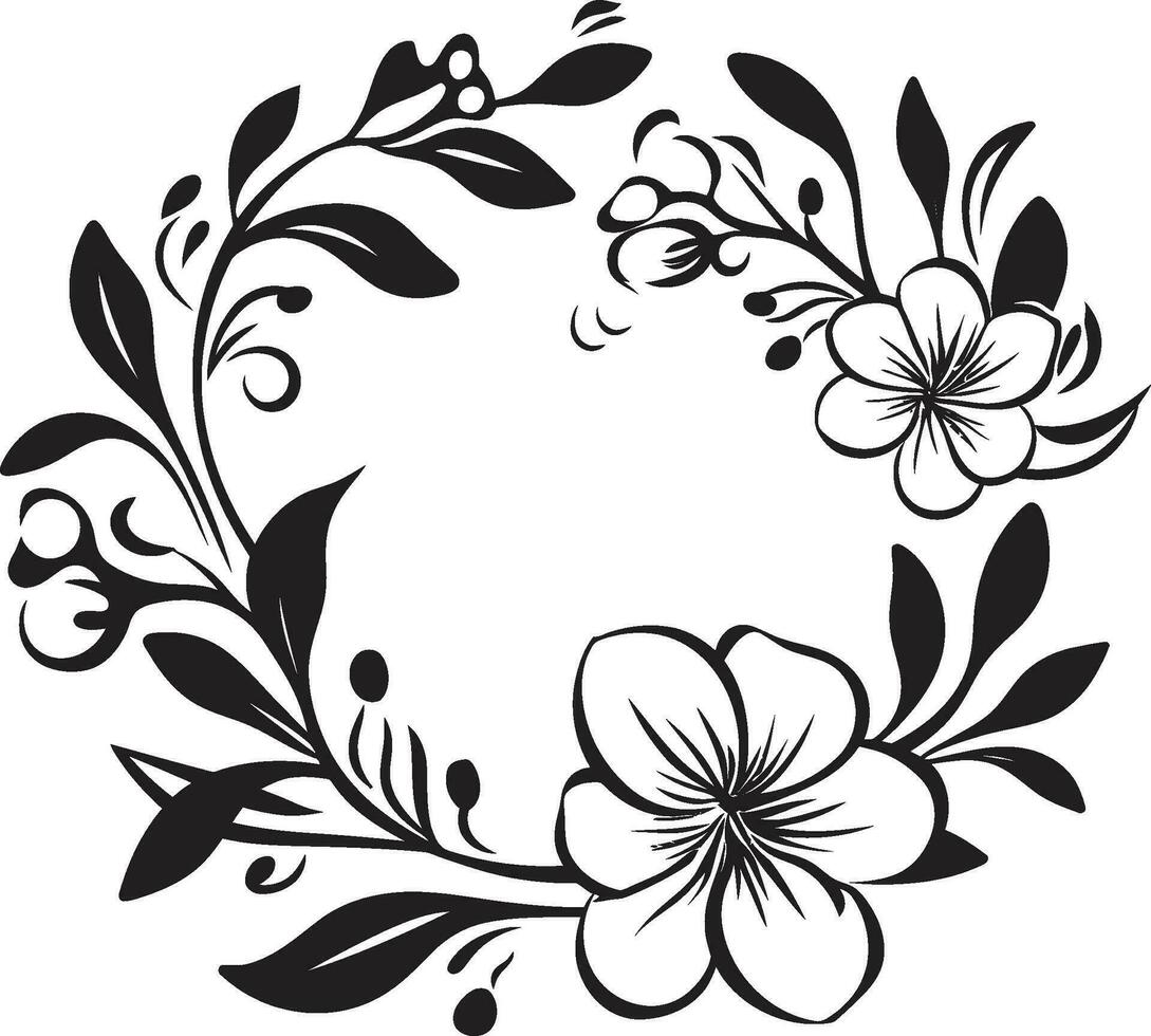 noir bloesem wals monotoon bloemen logo elementen inkt noir tuin serenade noir hand- getrokken bloemen vector