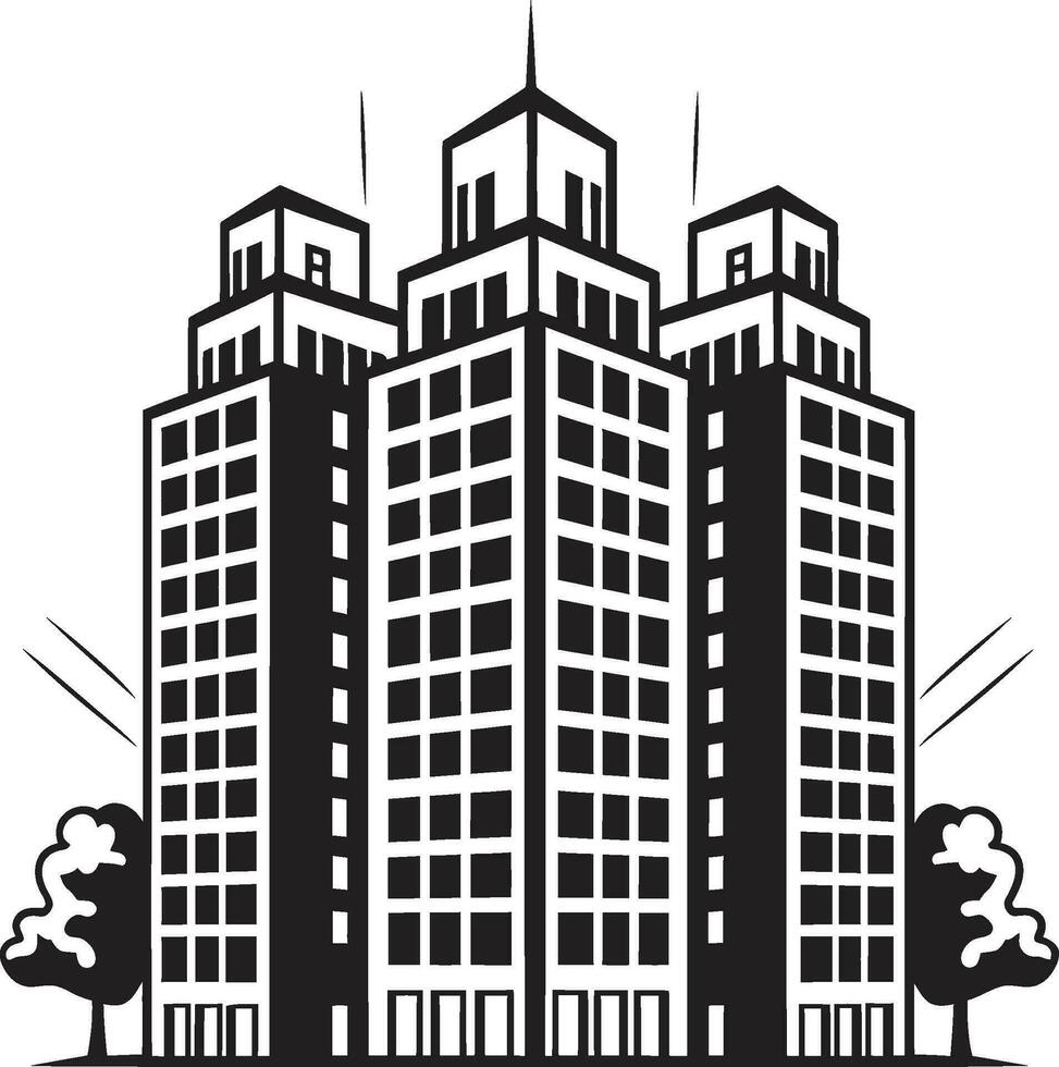 stadslijn uitzicht impressies veelkleurig gebouw in vector icoon stedelijk torenlijnen meerdere verdiepingen hemellandschap vector embleem ontwerp