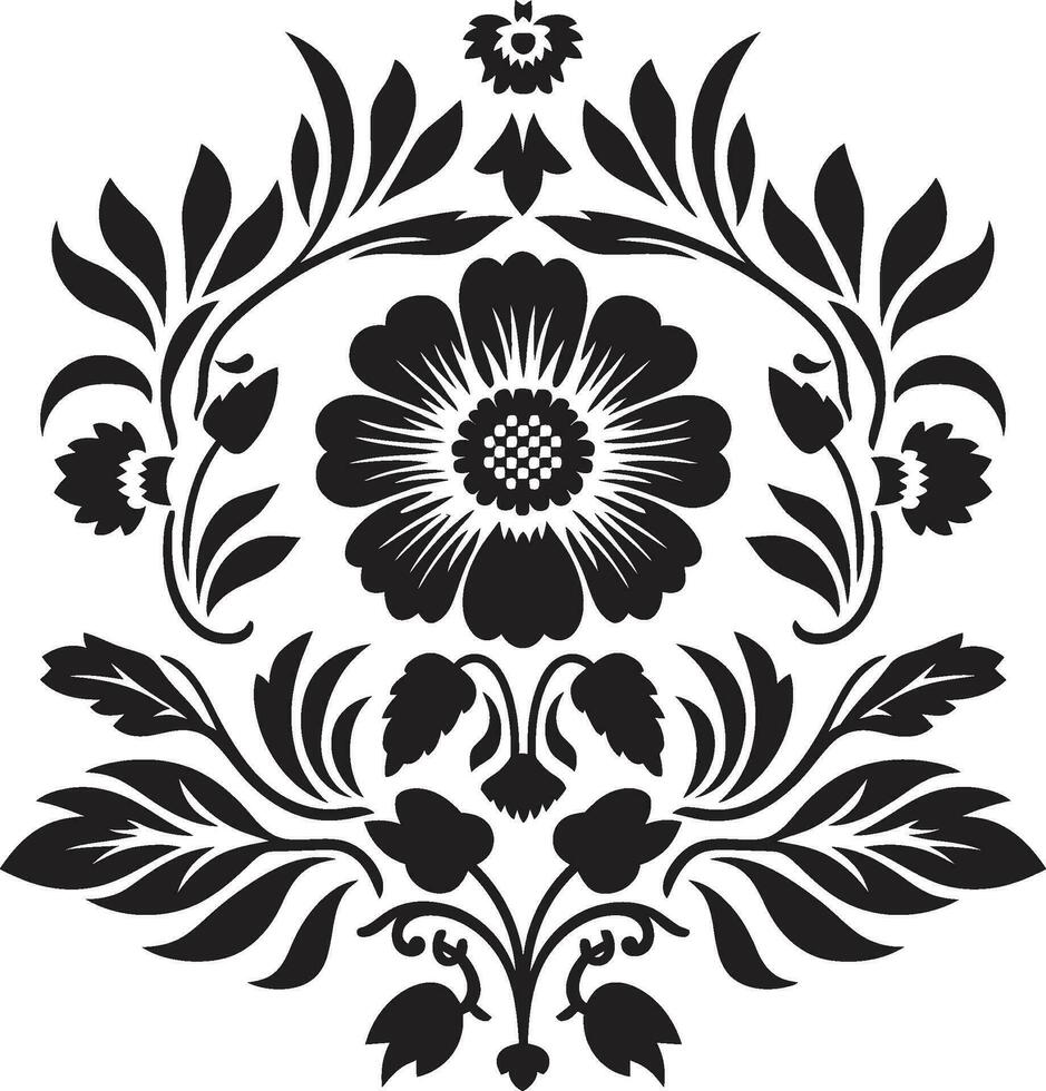 meetkundig tuin bloemen tegel logo in zwart bloesem mozaïekpatroon vector icoon ontwerp