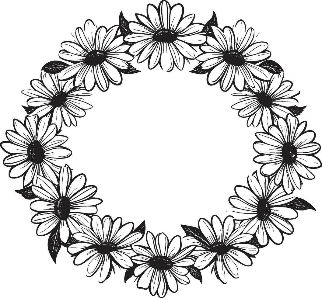 modern bloemen grens madeliefje bloem zwart icoon fluisteren bloemblaadjes zwart vector logo icoon ontwerp