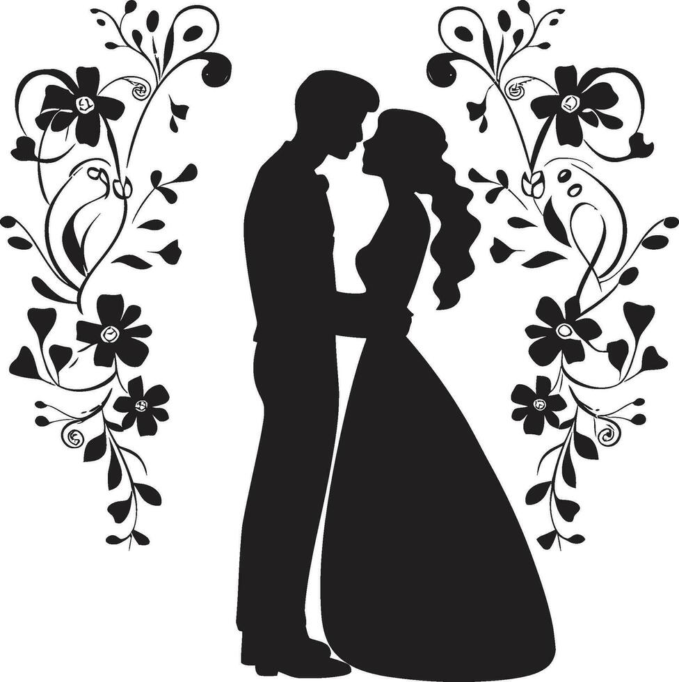 chique vakbonden elegant decoratief kader voor de paar sentimenteel pracht bruid en bruidegom foto kader vector