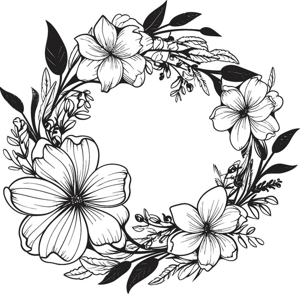 grillig bloemen arrangement vector bruiloft embleem modern bruiloft boeket zwart bloemen icoon ontwerp