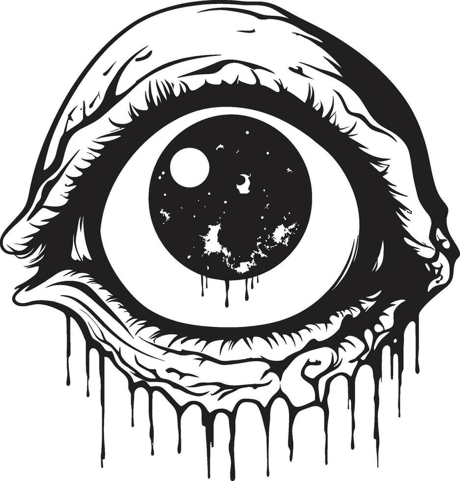 macabre zombie blik zwart eng oog logo angstaanjagend ondood oogopslag griezelig zwart vector
