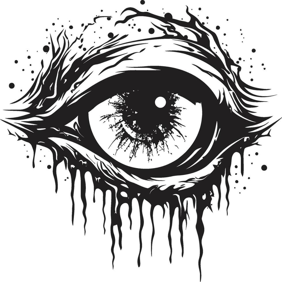 achtervolgd ondood kijken vector eng oog embleem nachtmerrieachtig staren zwart zombie oog ontwerp