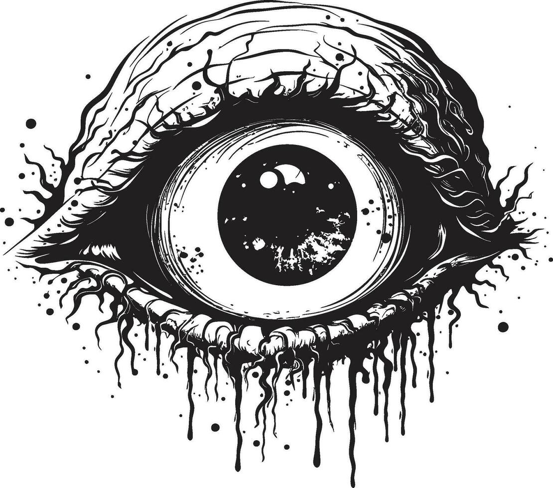 spookachtig zombie schittering vector eng oog ontwerp griezelig verontrustend staren zwart zombie icoon