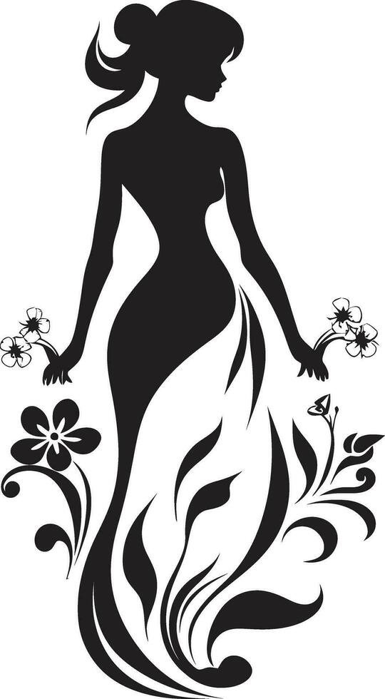 modern gebloeid persona zwart vrouw embleem artistiek bloemen kleding elegant vector embleem