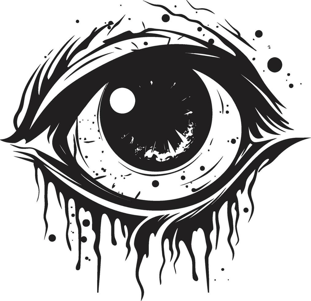 vreselijk zombie staren zwart oog icoon ontwerp griezelig ondood visie vector zombie oog embleem