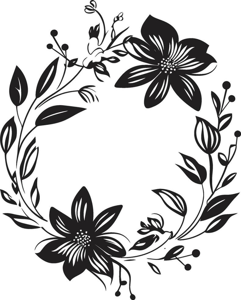 wijnoogst geïnkt tuin werveling noir emblematisch kronieken chique noir bloemblad ensemble artistiek bloemen vector vectoren