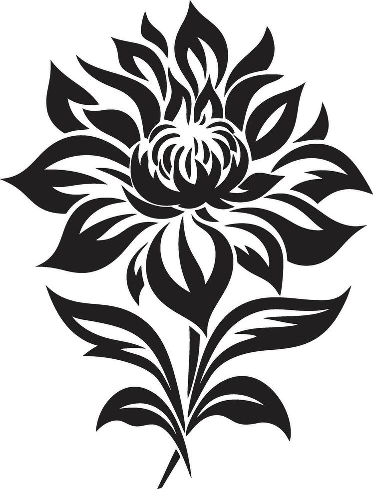 minimalistische bloemen detail strak artistiek icoon geavanceerde bloem essence single zwart embleem vector