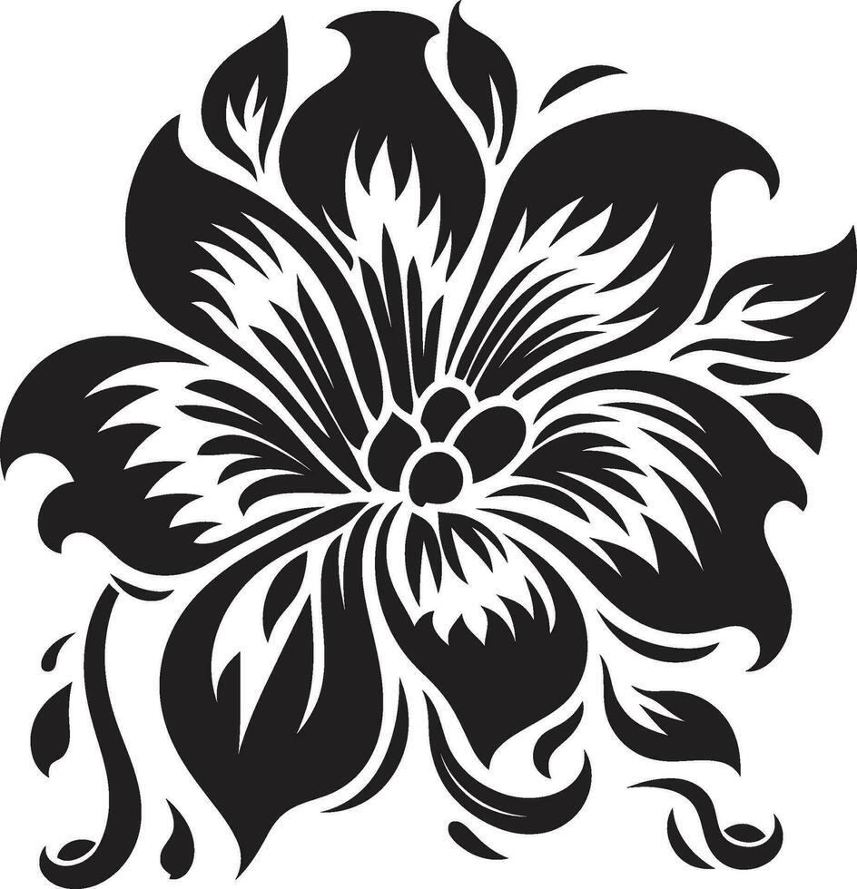 modern bloemen essence handgemaakt vector icoon artistiek bloeien detail minimalistische zwart embleem