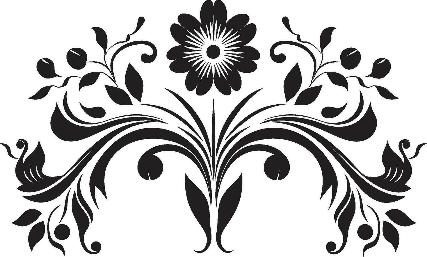 bloemen traliewerk meetkundig tegel vector botanisch mozaïekpatroon zwart embleem ontwerp