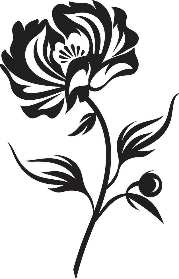 grillig artistiek bloem gemakkelijk zwart embleem modern bloemen essence handgemaakt vector icoon
