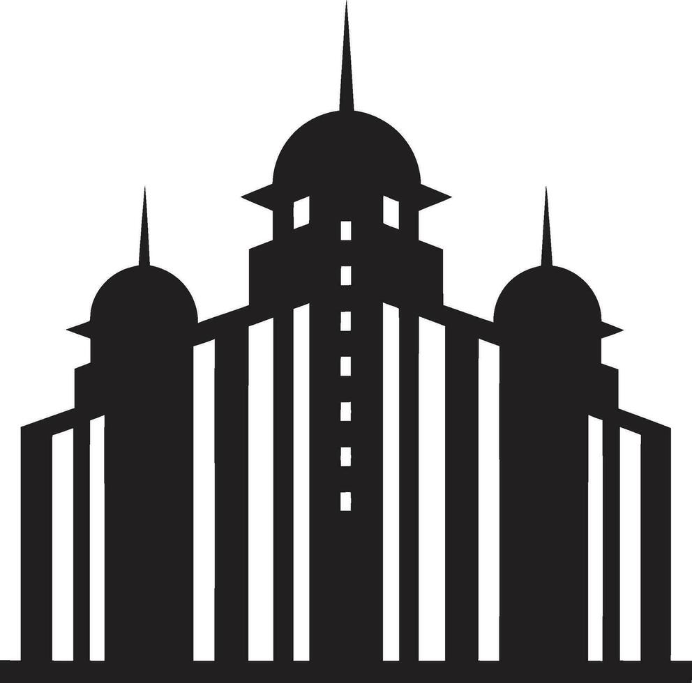 stad uitzicht hoogten embleem meerdere verdiepingen vector logo ontwerp horizon meerdere verdiepingen silhouet stadsgezicht gebouw in vector icoon