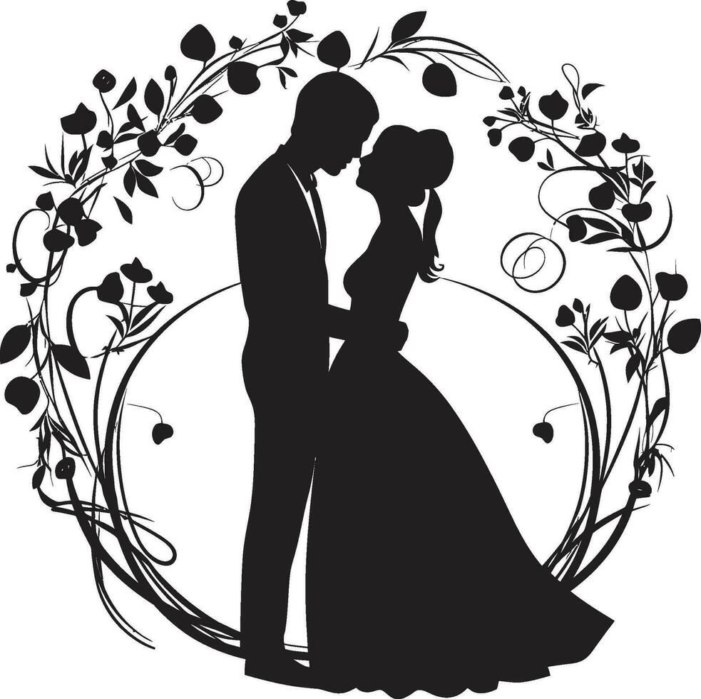 artistiek vakbonden romantisch bruid en bruidegom kader gepersonaliseerd elegantie paren decoratief kader vector