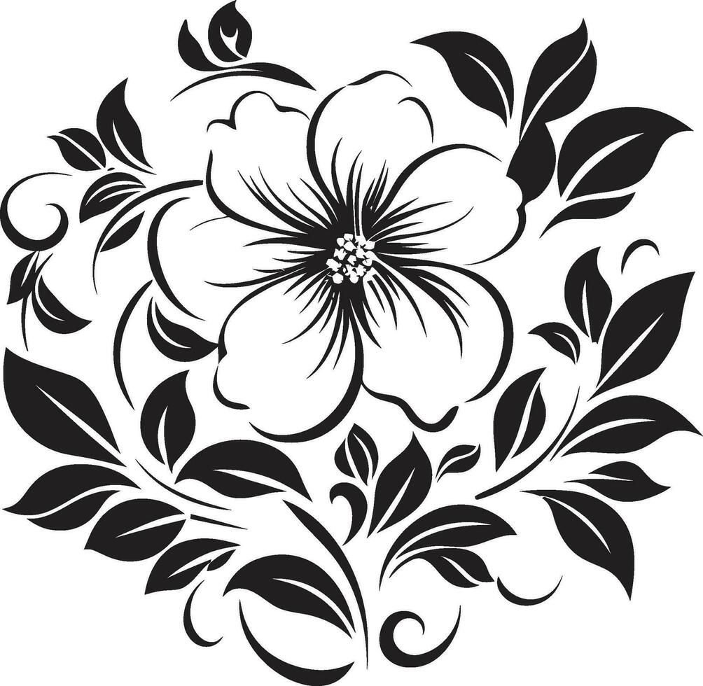 grafiet bloemblad melodieën zwart vector iconisch ontwerp noir bloesem wals monotoon hand- getrokken bloemen