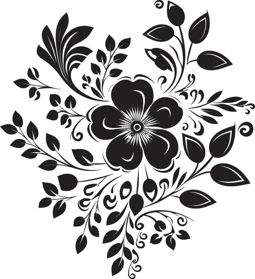 elegant bloemen etsen zwart vector ontwerp element ambachtelijk hand- getrokken boeket iconisch logo ontwerp