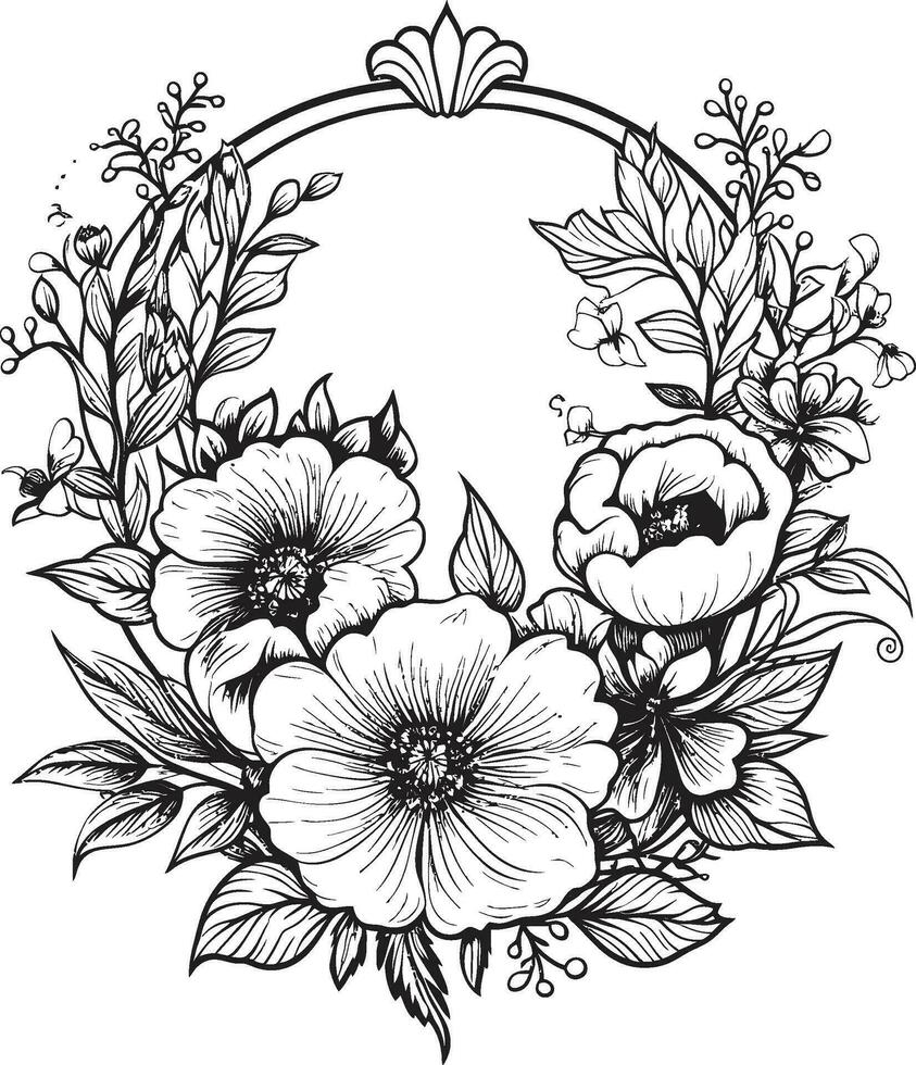 inktpot anker een gestructureerd silhouet van bloemen elegantie. penseelstreek schittering zwart bloemen dansen in artistiek chaos. vector