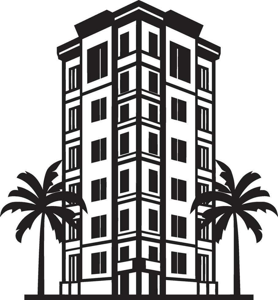 stedelijk torenlijnen meerdere verdiepingen hemellandschap vector embleem ontwerp stadsgezicht droomlandschap veelbloemig stedelijk gebouw in vector icoon
