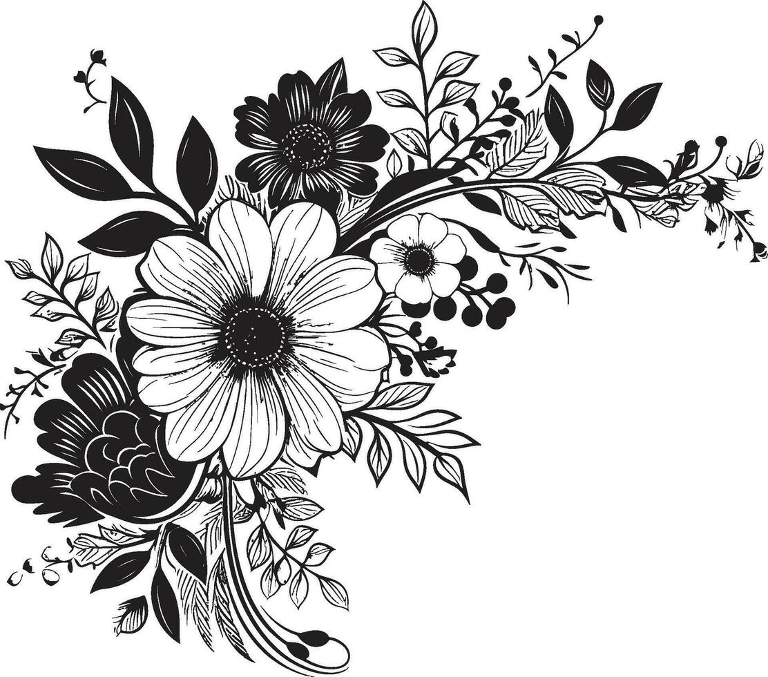 grillig noir bloesem impressies uitnodiging kaart pictogrammen grafiet botanisch kunstenaarstalent zwart emblematisch vectoren