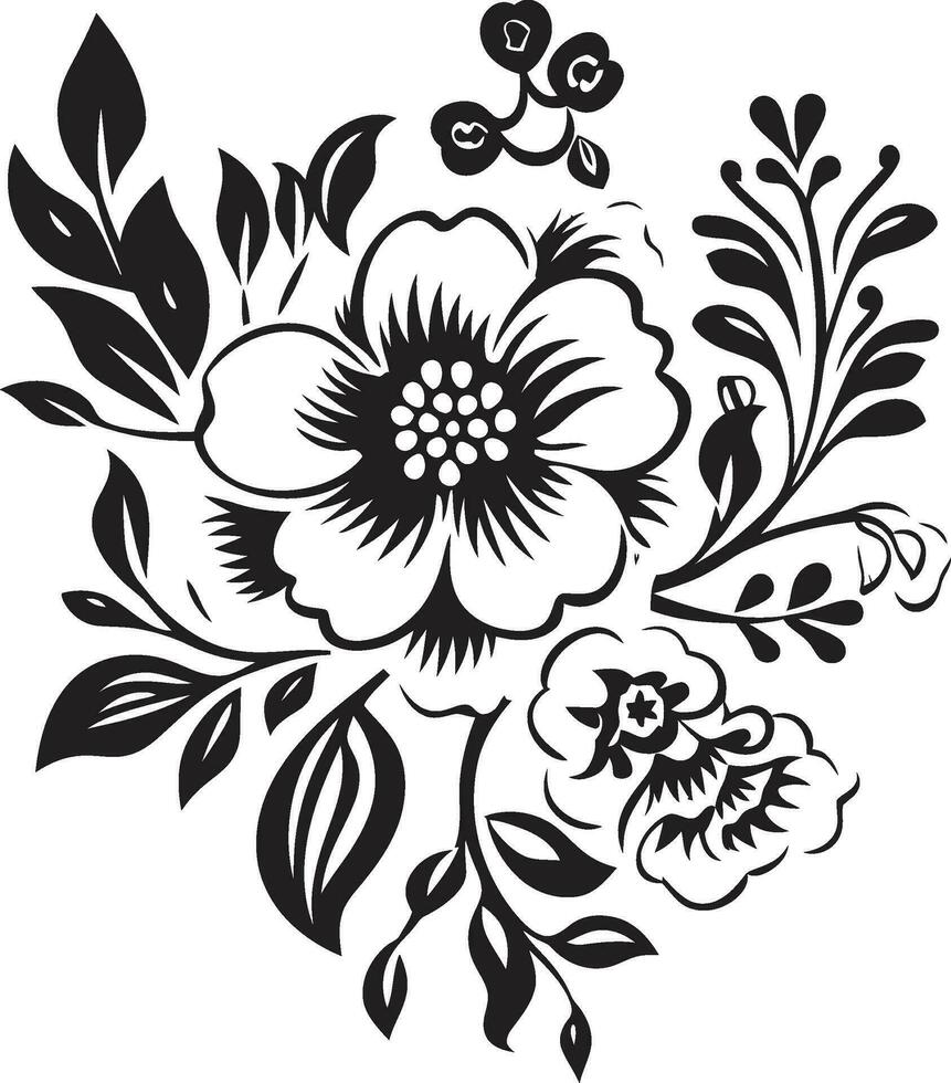 chique noir botanisch echo's ingewikkeld bloemen vectoren noir bloemen slaapliedje wijnoogst zwart logo schetsen