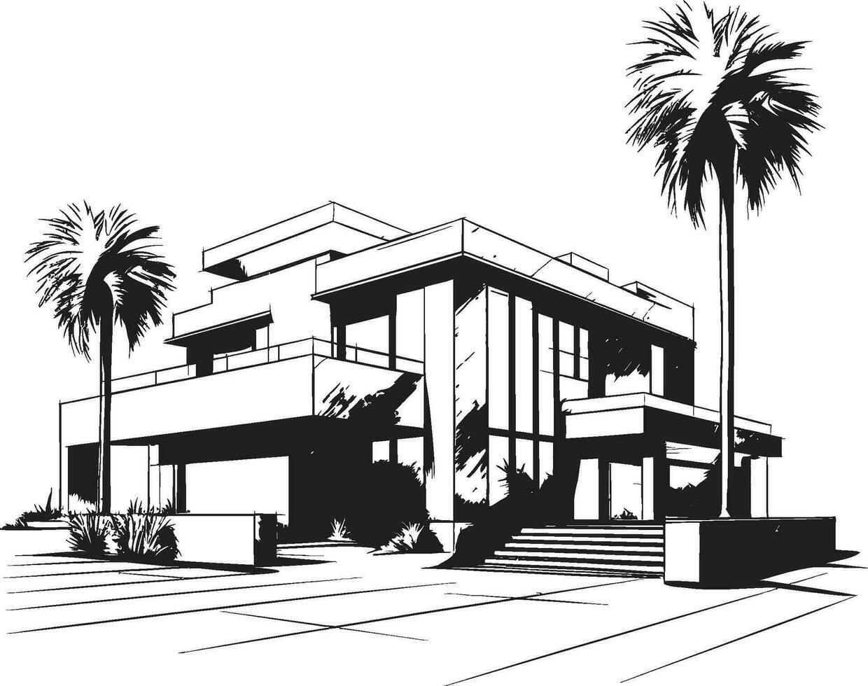 hedendaags villa blauwdruk iconisch structuur in vector ontwerp villa ontwerp bouw emblematisch stijl in vector