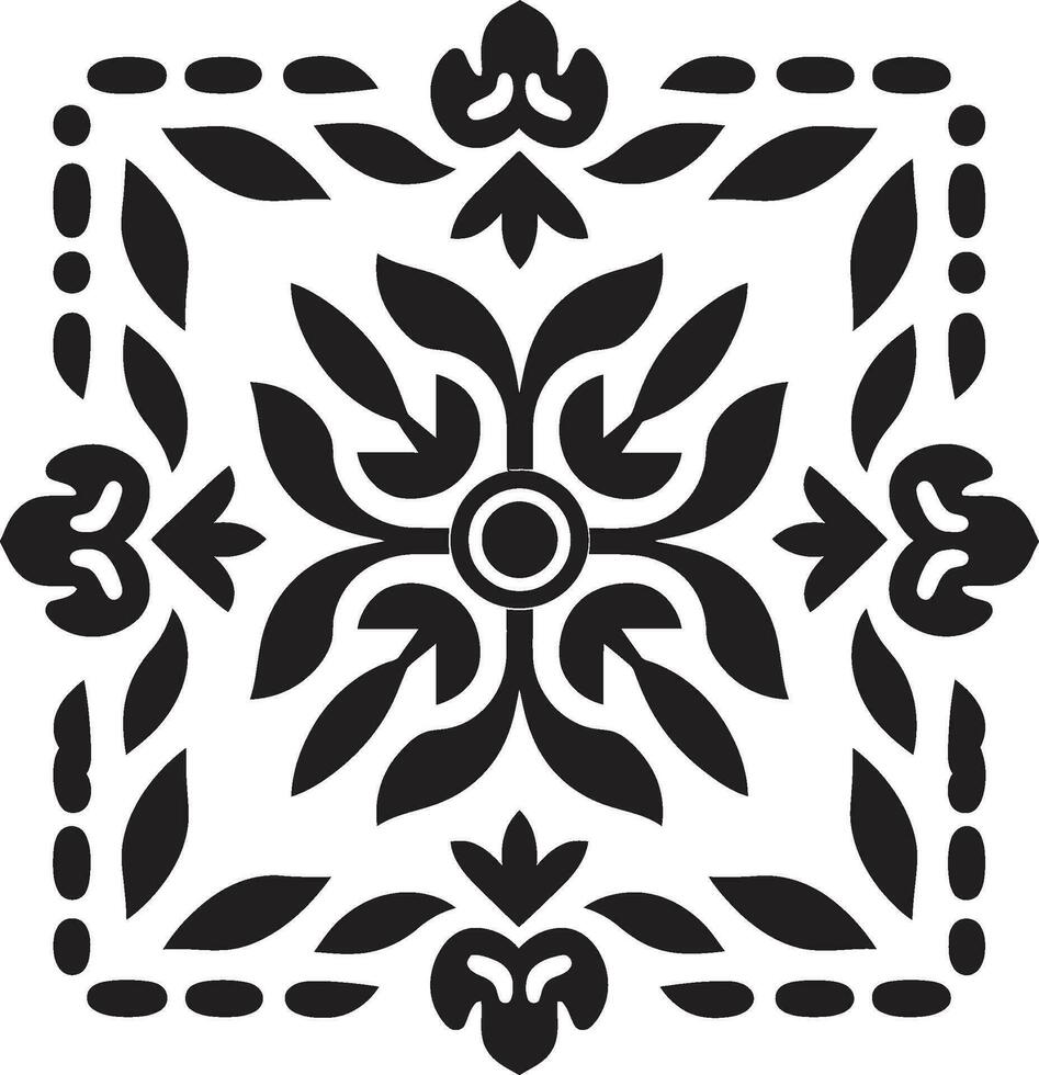 abstract bloemblad rangschikking zwart embleem icoon mozaïekpatroon bloei meetkundig vector patroon