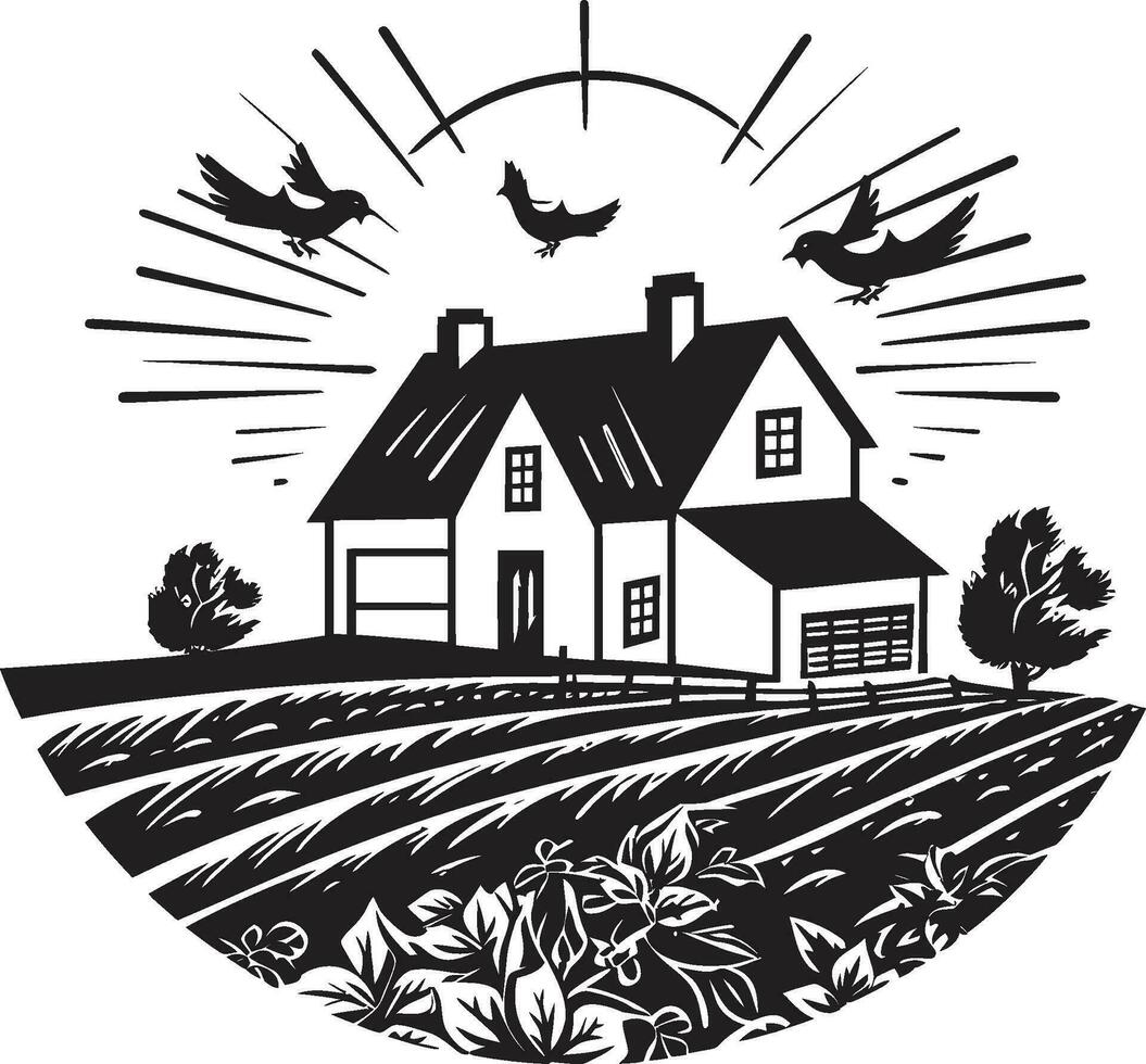 platteland woning Mark boeren huis vector embleem boeren veilige haven icoon boerderij ontwerp vector logo