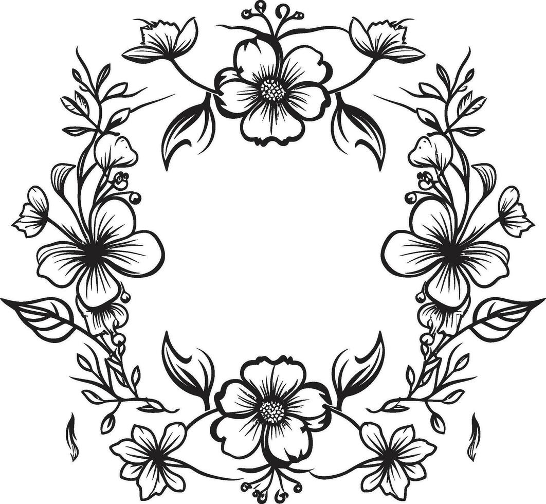 doornen en doornen gespannen elegantie versierd in zwart bloemen. Victoriaans wijnstokken ingewikkeld inktwerk bloeiende in zwart. vector