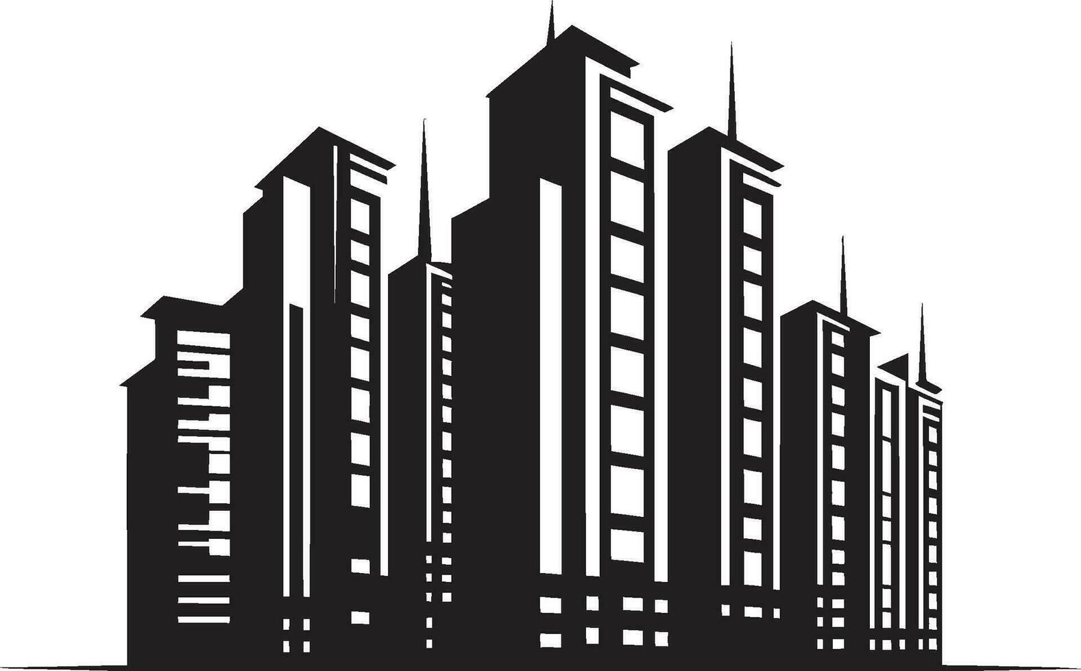 stedelijk wolkenkrabber indruk meerdere verdiepingen vector logo ontwerp stadslijn toren schetsen meerdere verdiepingen gebouw in vector icoon
