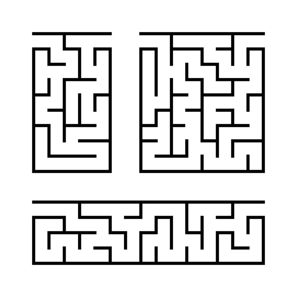 een reeks doolhoven. spel voor kinderen. puzzel voor kinderen. labyrint raadsel. vectorillustratie. vector