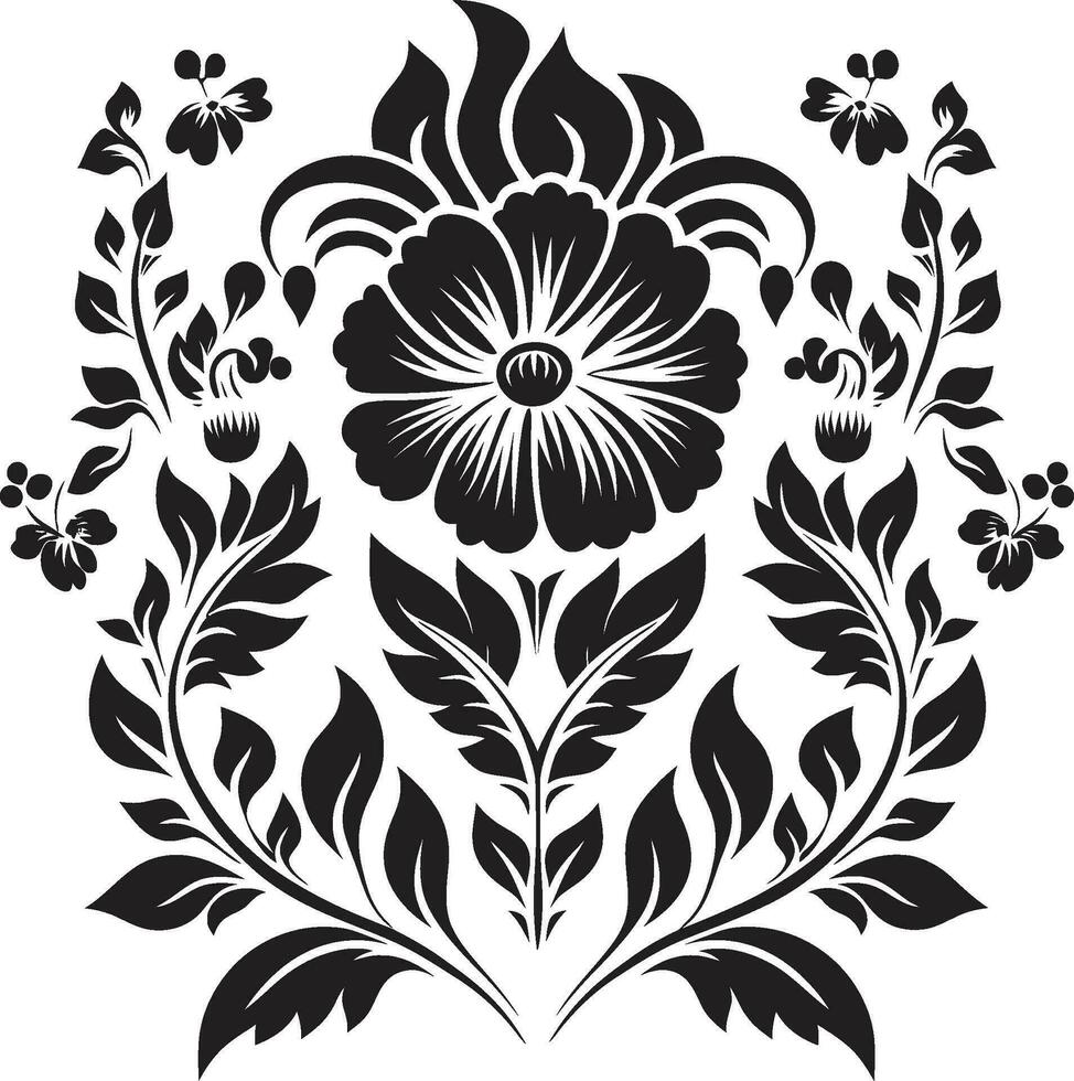 gevormde geometrie meetkundig bloemen icoon bloemen symmetrie onthuld zwart tegel ontwerp vector