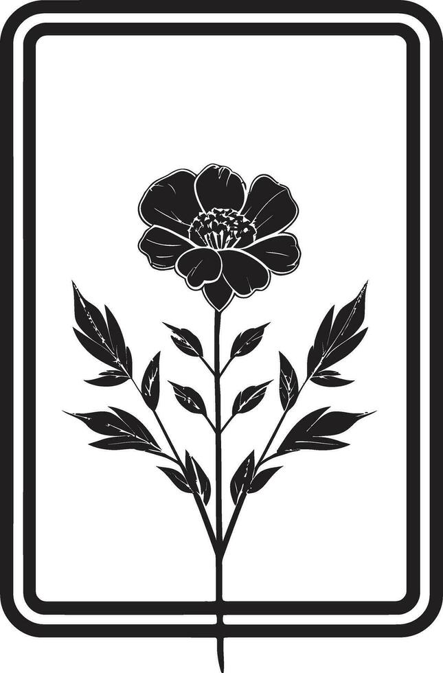 schoon hand- getrokken wijnstokken minimalistische vector icoon grillig noir bloemen werveling iconisch zwart logo
