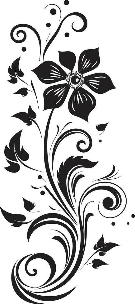 noir bloemen elegantie iconisch vector artistiek bloemen chique hand- getrokken icoon