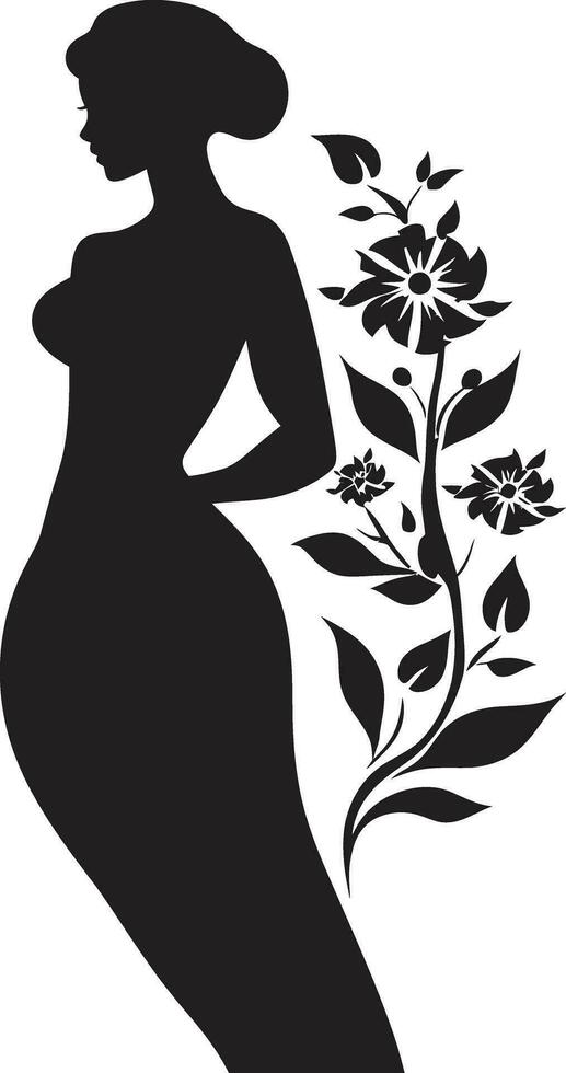 schoon bloemen schoonheid zwart hand- getrokken icoon grillig vrouwelijk straling vector gezicht