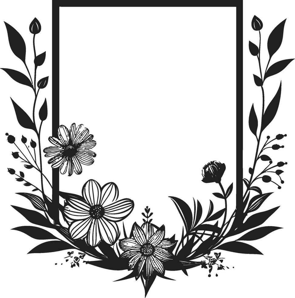 grillig noir bloemen strak zwart embleem modern hand- getrokken bloemen schetsen minimaal icoon vector