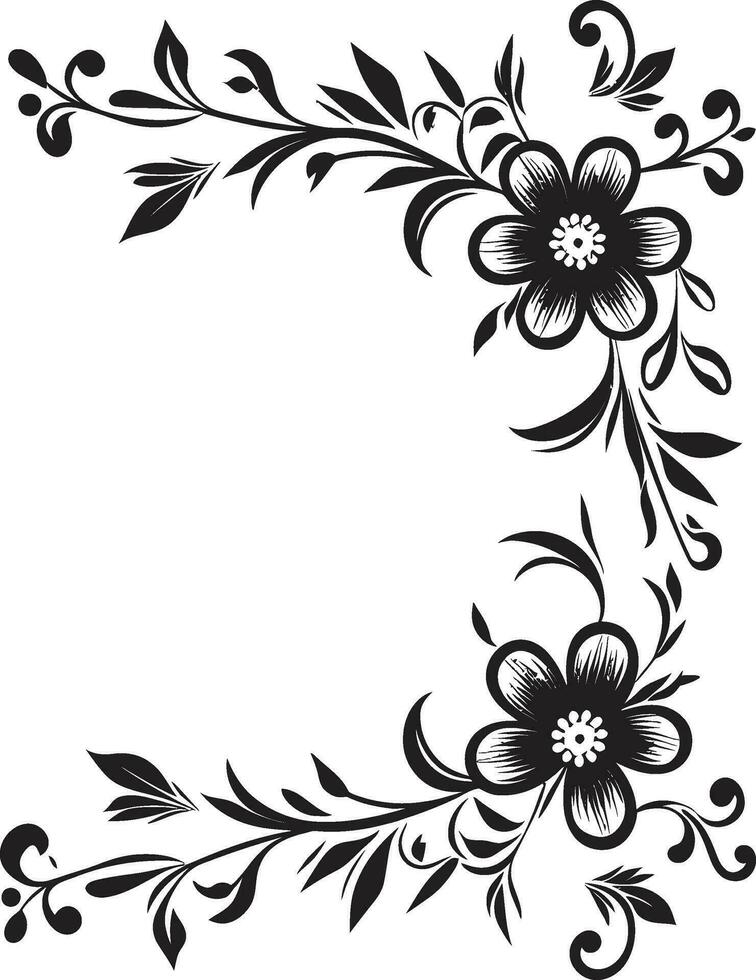 noir bloesem etsen ingewikkeld zwart embleem schetsen inkt noir botanisch harmonie wijnoogst hand- getrokken bloemen vector