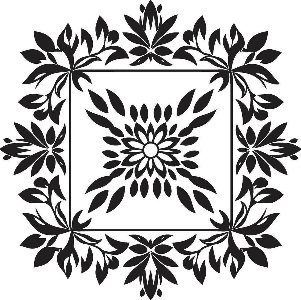 symmetrisch bloemen meetkundig tegel bloemen embleem elegant patronen zwart bloemen vector logo