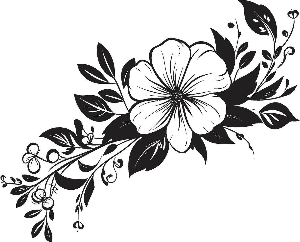 botanisch beroertes hand- getrokken zwart vector logo elegant bloemen handgemaakt ontwerp in zwart