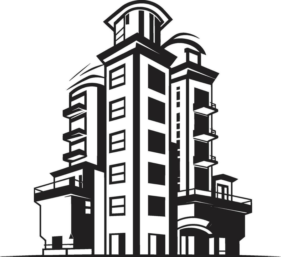 stedelijk hoogten fusie meerdere verdiepingen stadsgezicht vector ontwerp grootstedelijk verhoging veelbloemig wolkenkrabber vector logo