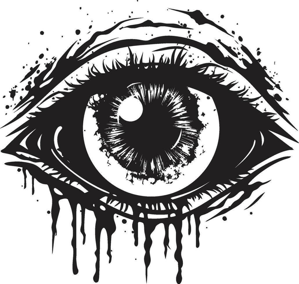 achtervolgd zombie kijken vector eng oog embleem nachtmerrieachtig schittering zwart zombie oog ontwerp